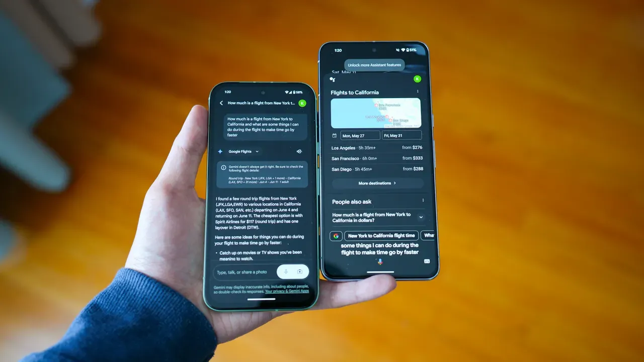 person holding phone - Google Assistant vs Gemini